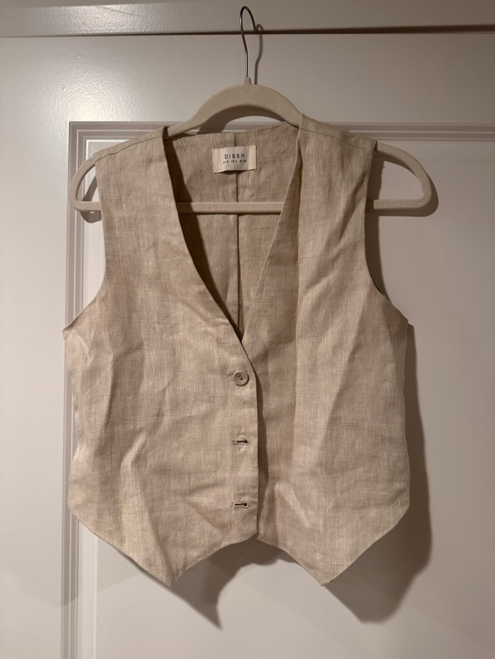 DISSH Linen Button Vest - Light Neutral